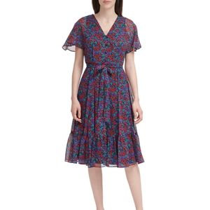 Calvin Klein Flutter-Sleeve Midi Dress